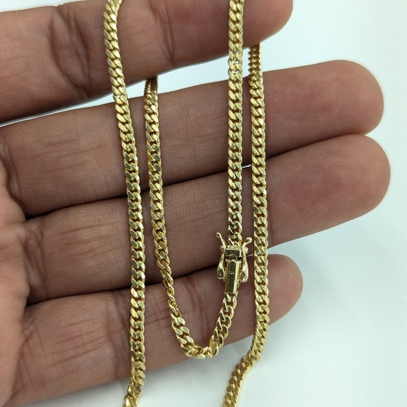 10kt Real Gold Solid Miami Cuban Chain 3mm 20 Inches